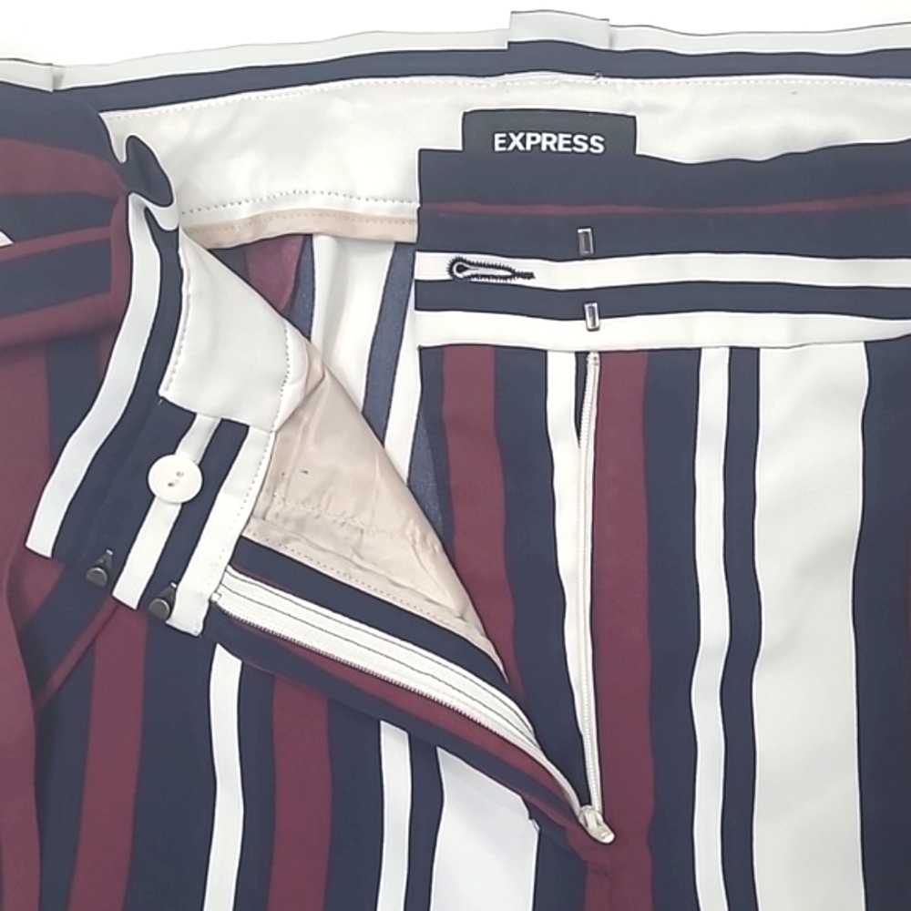 Express High Waist Rise Ankle Dress Pants Flowy Fit Pockets Accent Belt Sz 14 - Picture 14 of 17